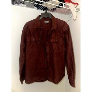 Eddie Bauer Maroon Long Sleeve Button-Up Shirt –Men's Large –Casual Outdoor
